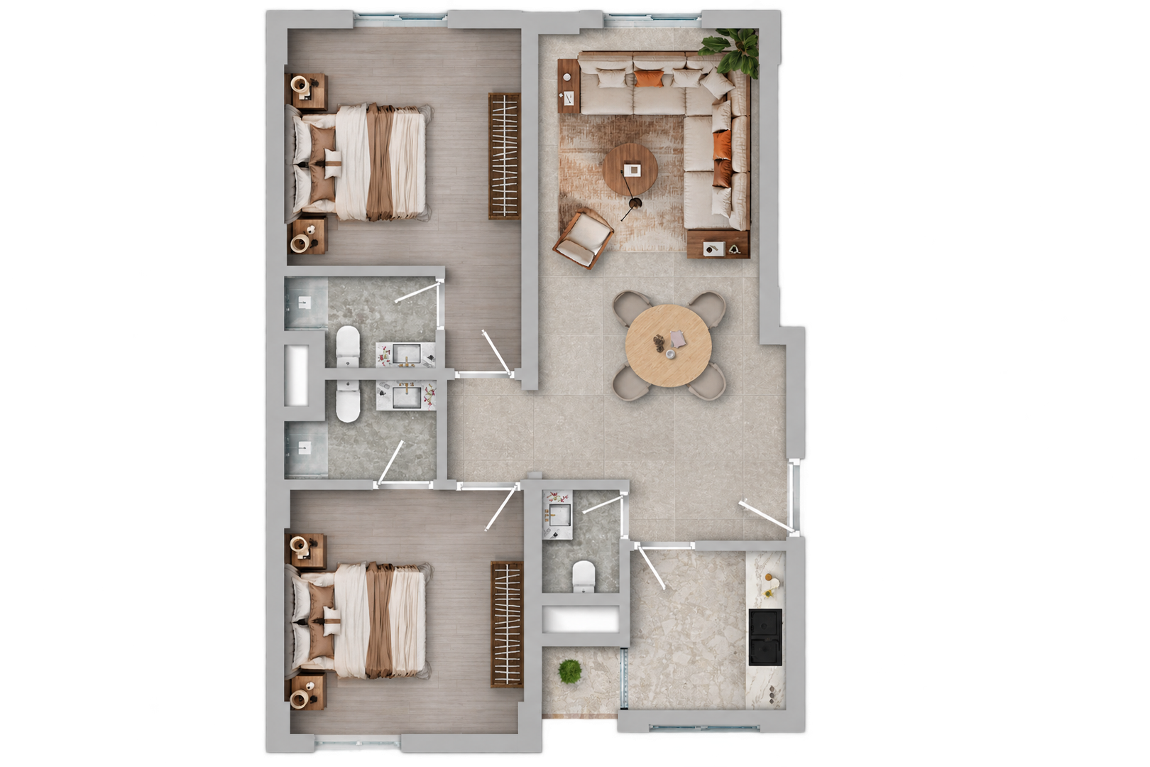 Two Bedrooms with the Widest Balcony