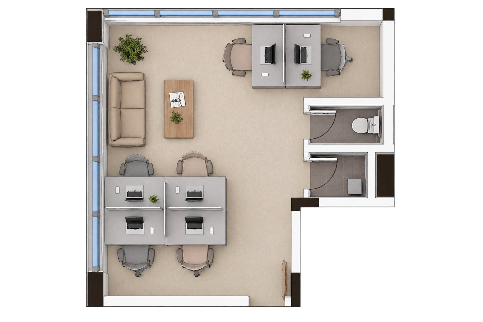 46 sq m Corner Office