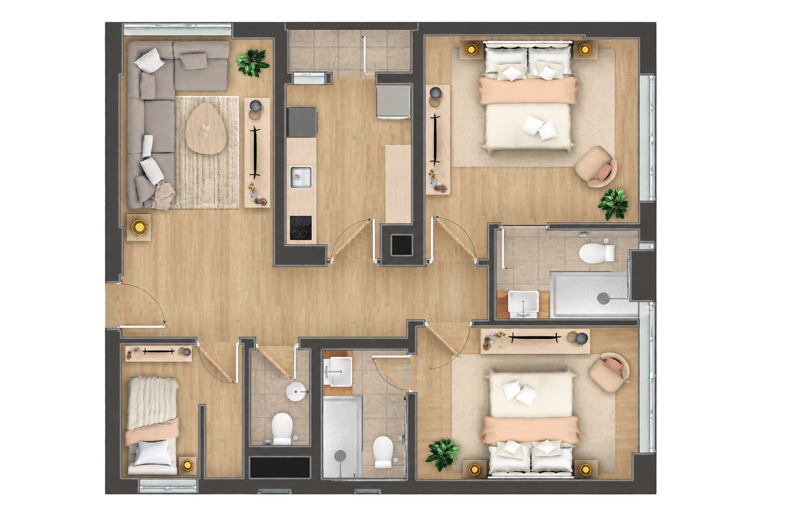 2 Bedrooms with Maid's Room