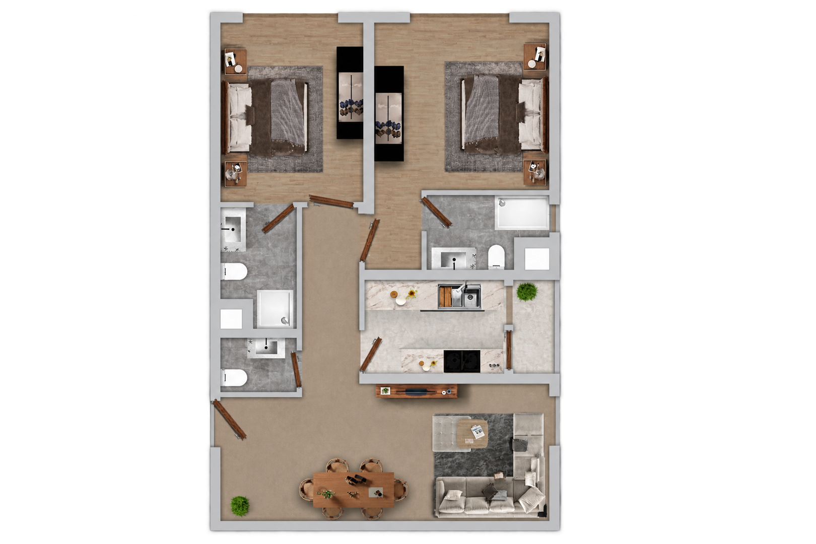 Two Bedrooms with Balcony