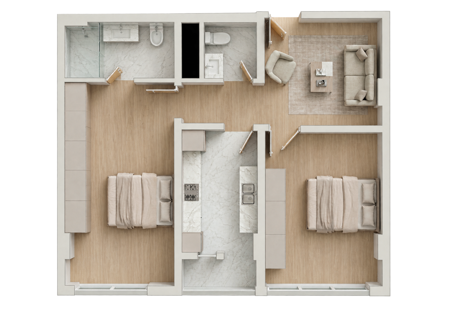 2 Bedrooms with Balcony 73 sqm