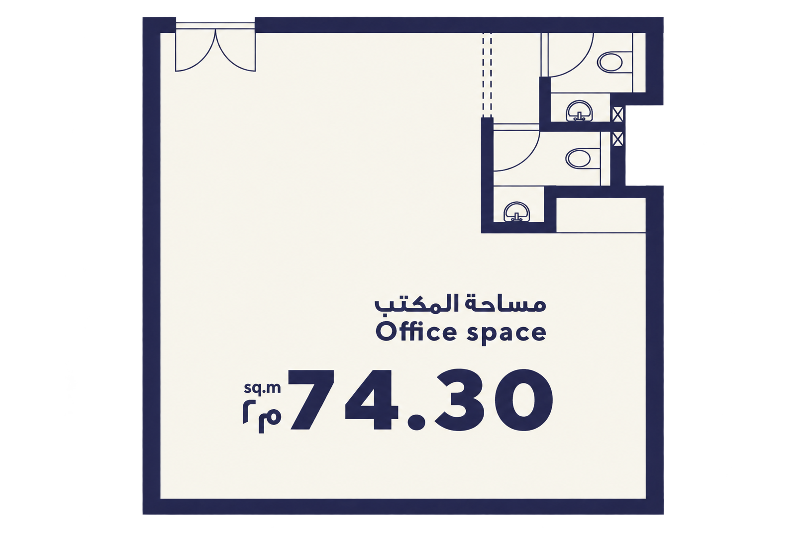 74 sqm Office facing Parking
