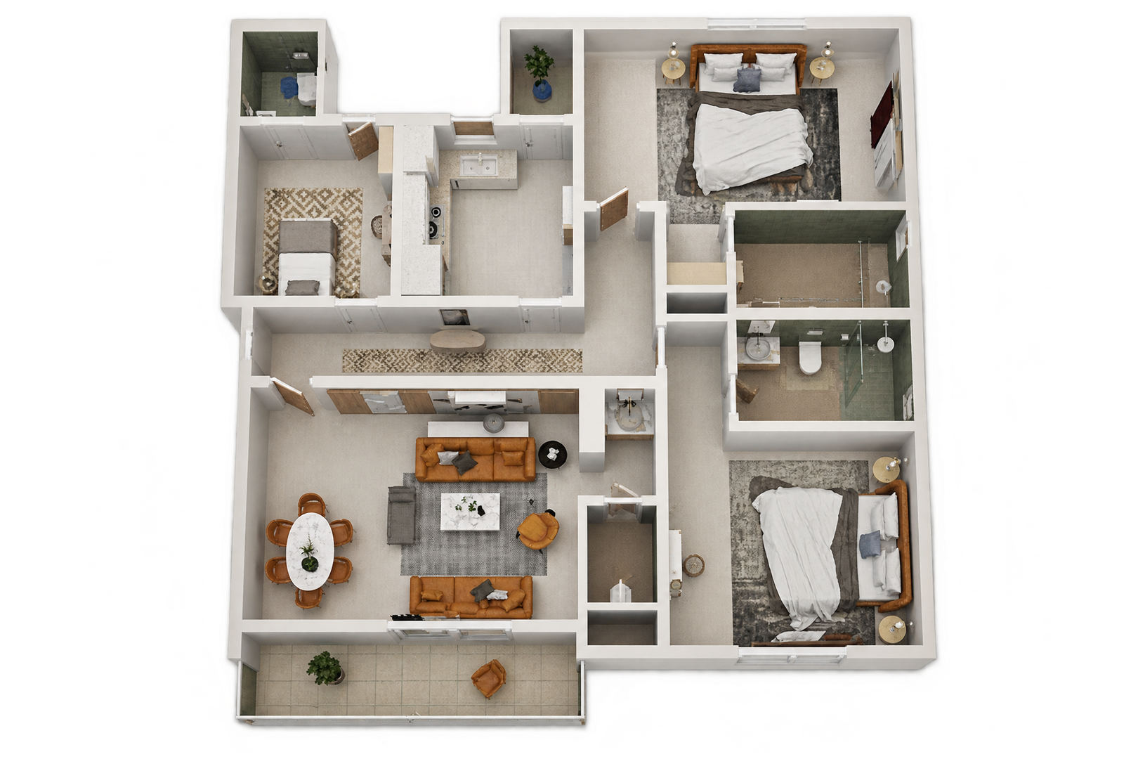 3 bedrooms with balcony 123 sqm