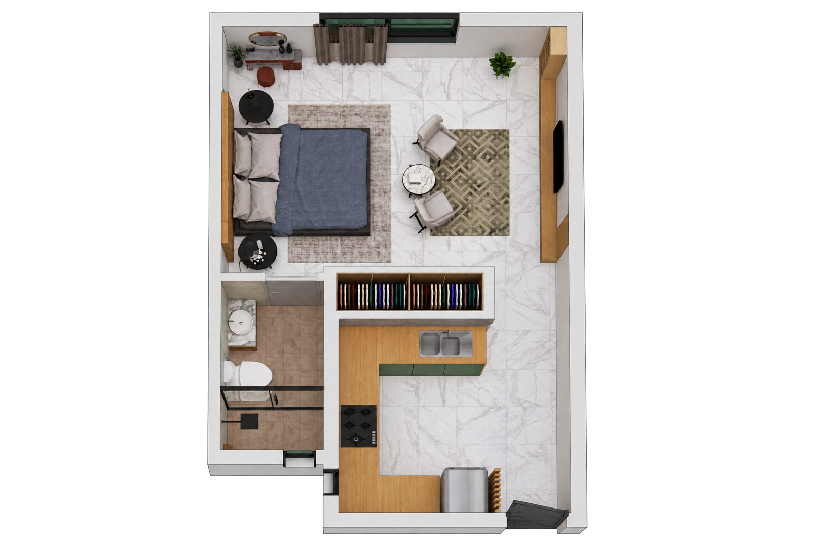 Studio with Open Kitchen 40 sqm