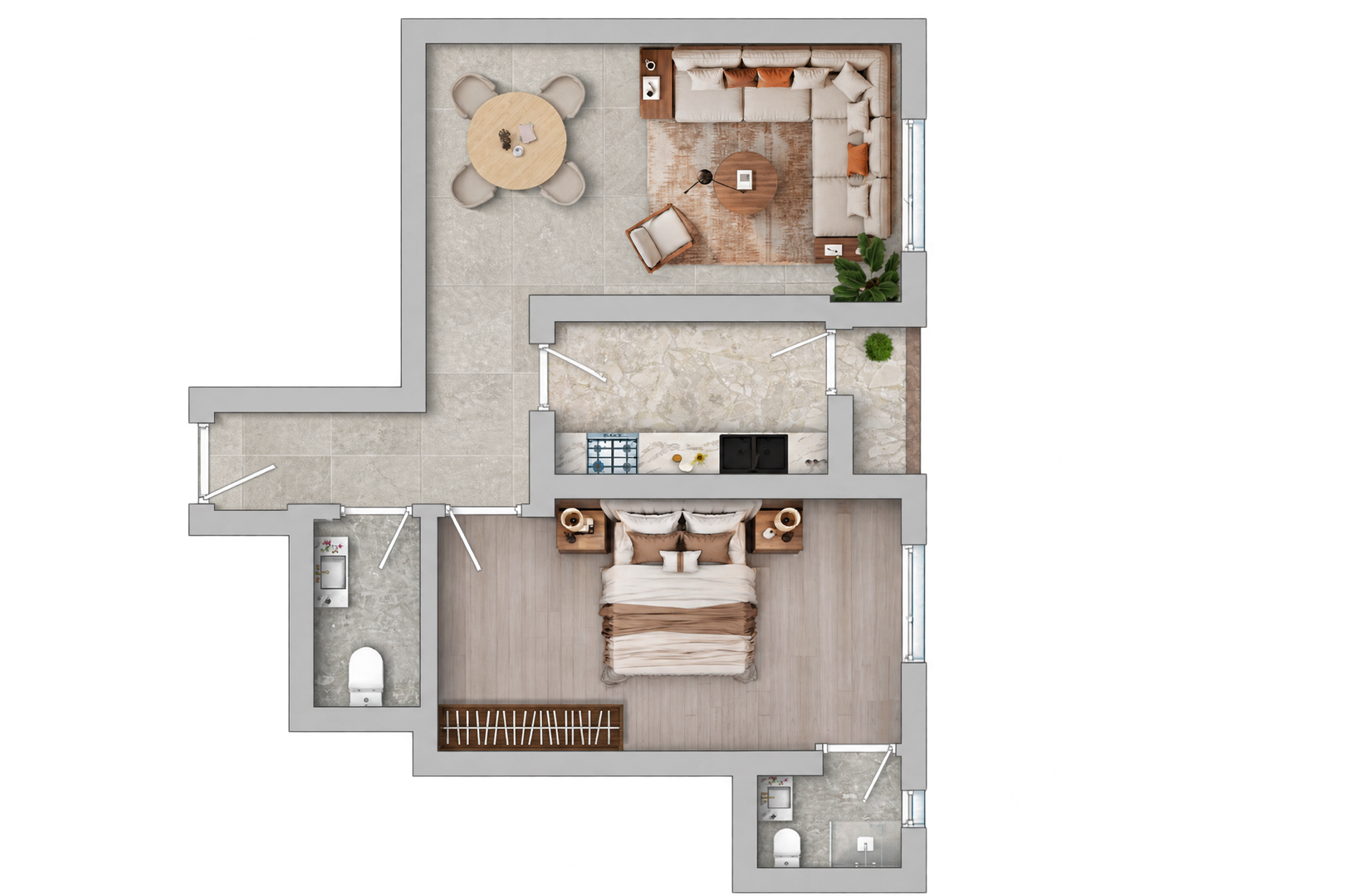 1 BHK with balcony