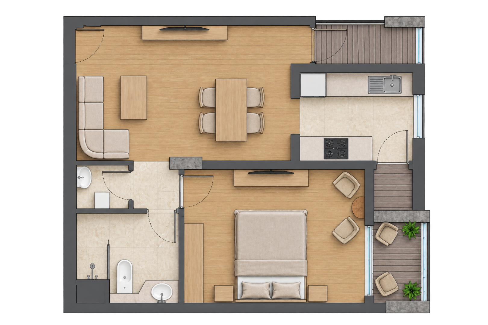 Spacious 1-Bedroom Apartment with Open Kitchen